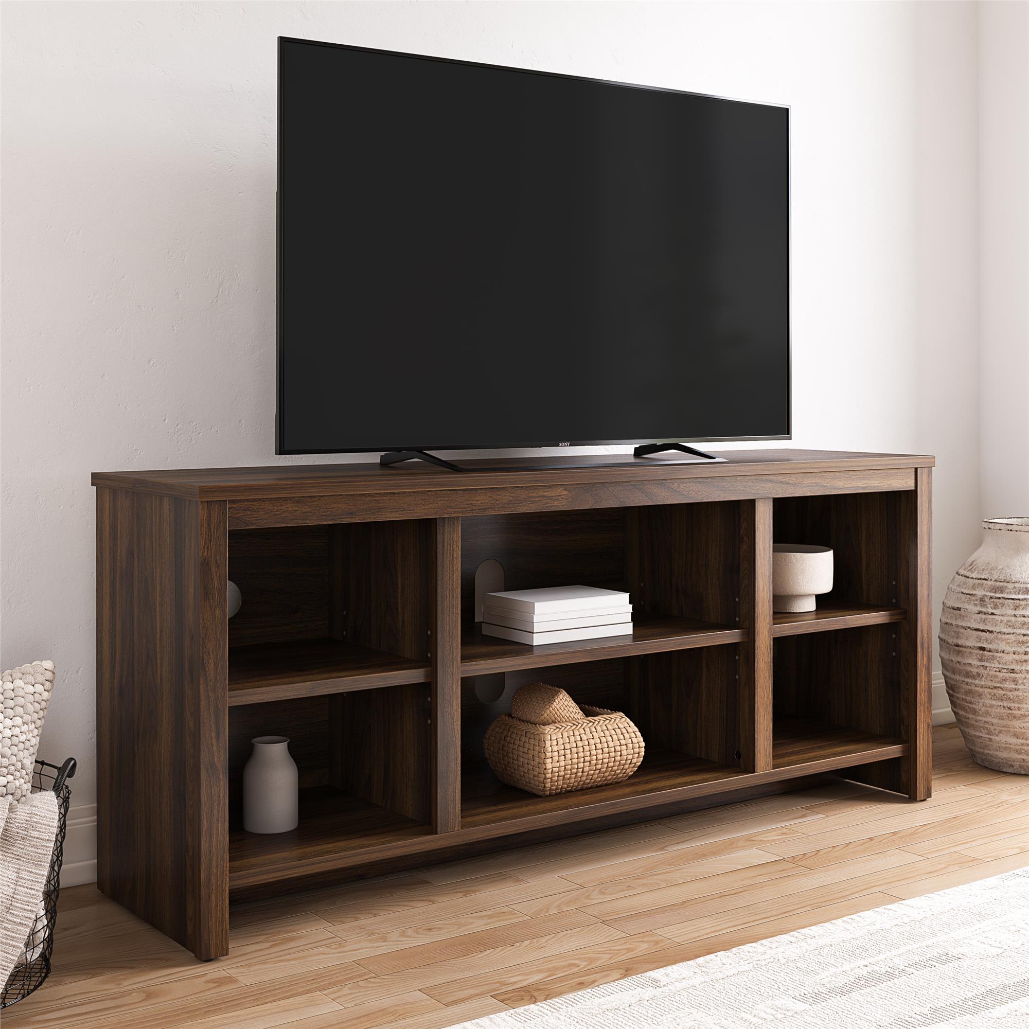 Large offers TV Stand for up to 55-Inch TV with Storage Bin, Columbia Walnut/Black/Dark