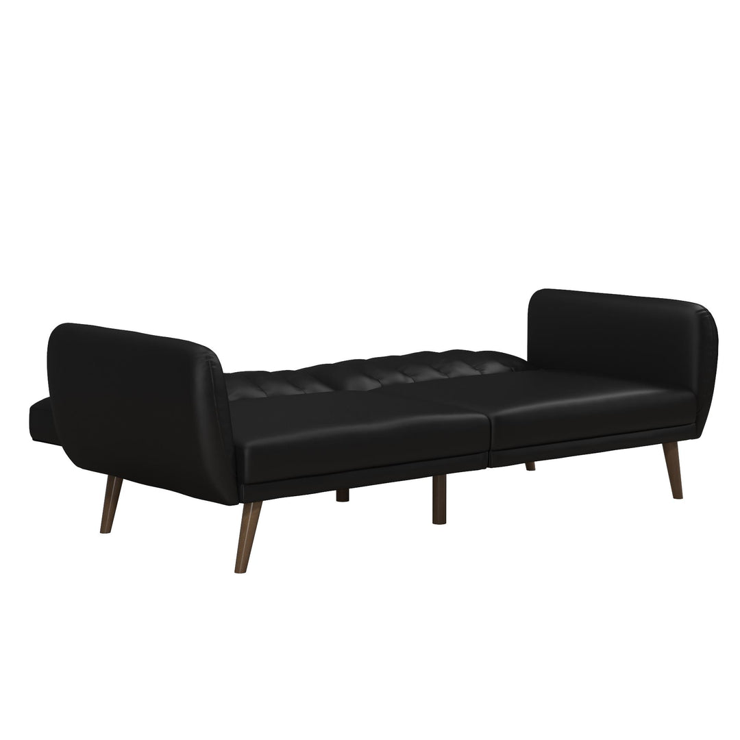 Brittany Futon with Vertical Channel Tufting and Curved Armrests - Black