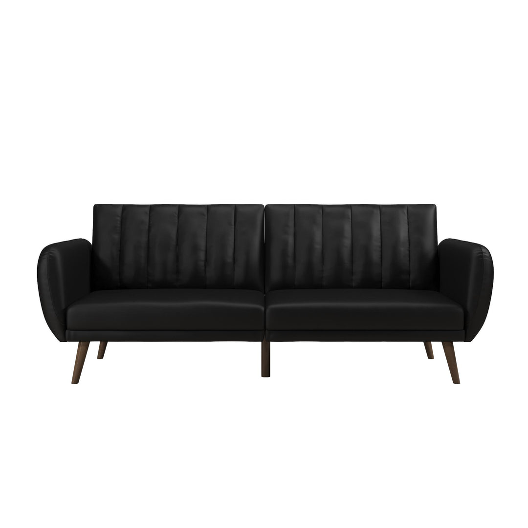 Brittany Futon with Vertical Channel Tufting and Curved Armrests - Black