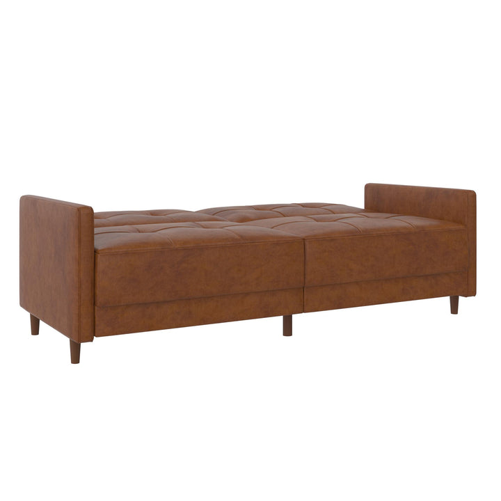 Andora Tufted Upholstered Coil Futon with Wooden Legs - Camel