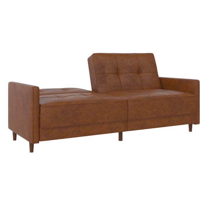 Andora Tufted Upholstered Coil Futon with Wooden Legs - Camel