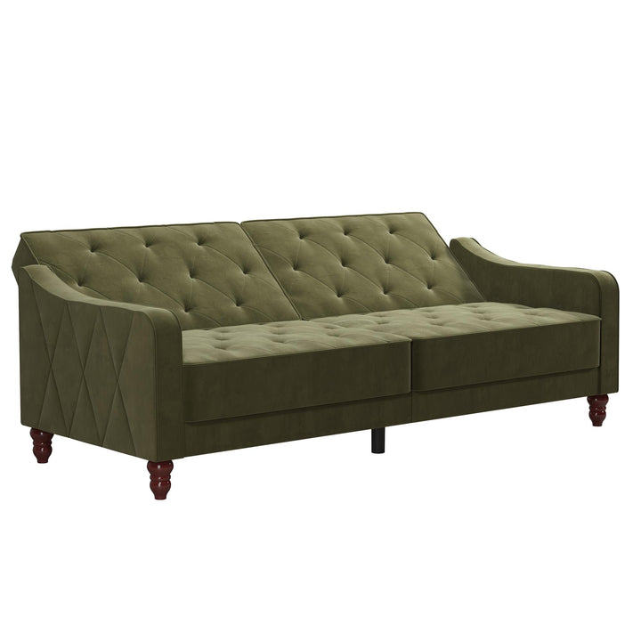 Vintage Tufted Split Back Futon - Olive Green