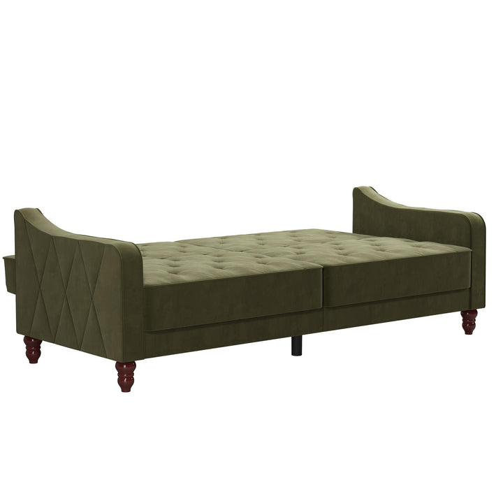 Vintage Tufted Split Back Futon - Olive Green