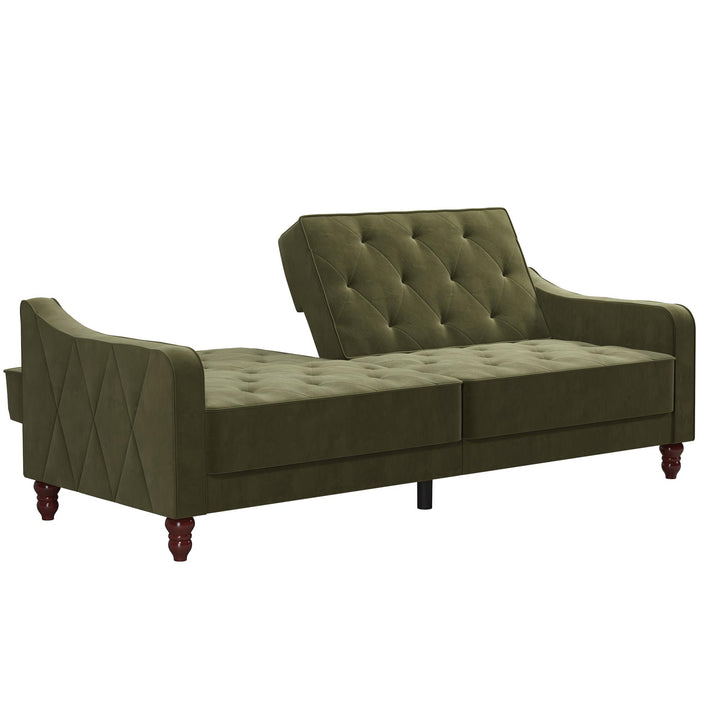 Vintage Tufted Split Back Futon - Olive Green