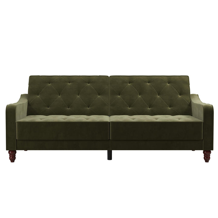 Vintage Tufted Split Back Futon - Olive Green