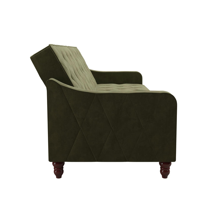 Vintage Tufted Split Back Futon - Olive Green