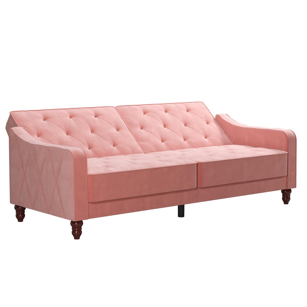 Vintage Tufted Split Back Futon - Pink