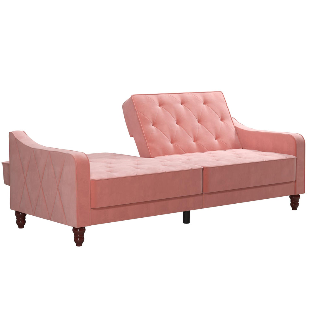 Vintage Tufted Split Back Futon - Pink