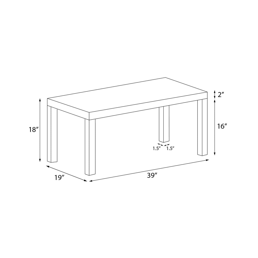 Parsons Hollow Core Coffee Table with Large Top - White