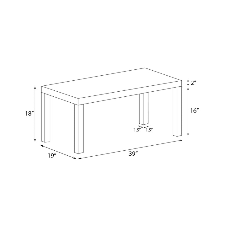 Parsons Hollow Core Coffee Table with Large Top - White