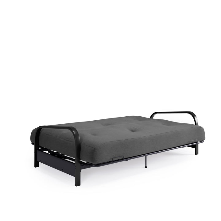 Cleo Black Metal Arm Full Size Futon Frame with 6 Inch Mattress - Gray - Full