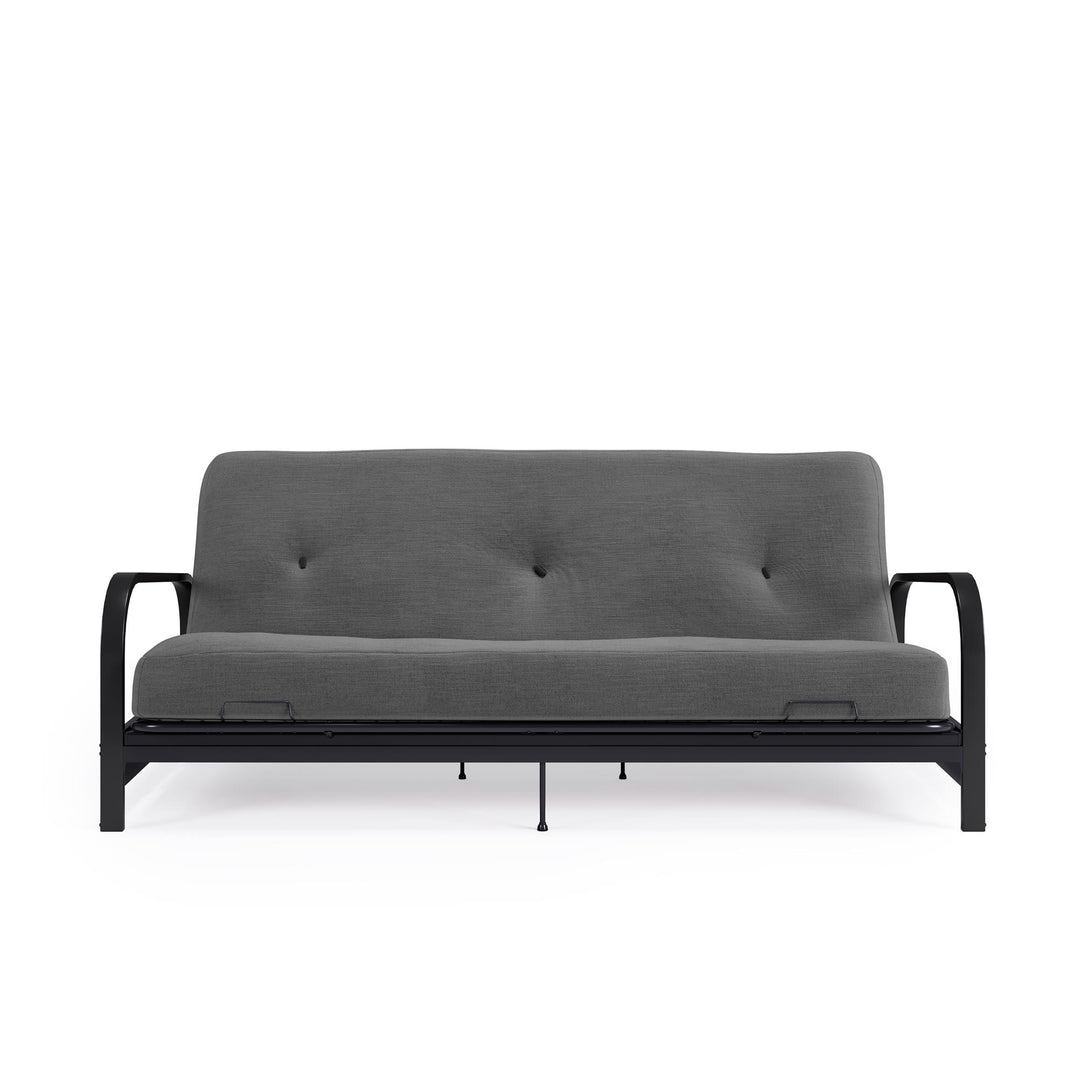 Cleo Black Metal Arm Full Size Futon Frame with 6 Inch Mattress - Gray - Full