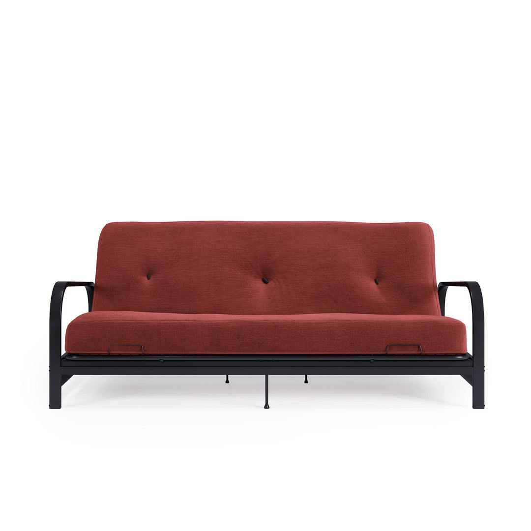 Cleo Black Metal Arm Full Size Futon Frame - Red - Full