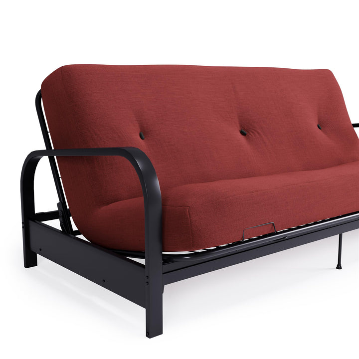 Cleo Black Metal Arm Full Size Futon Frame - Red - Full