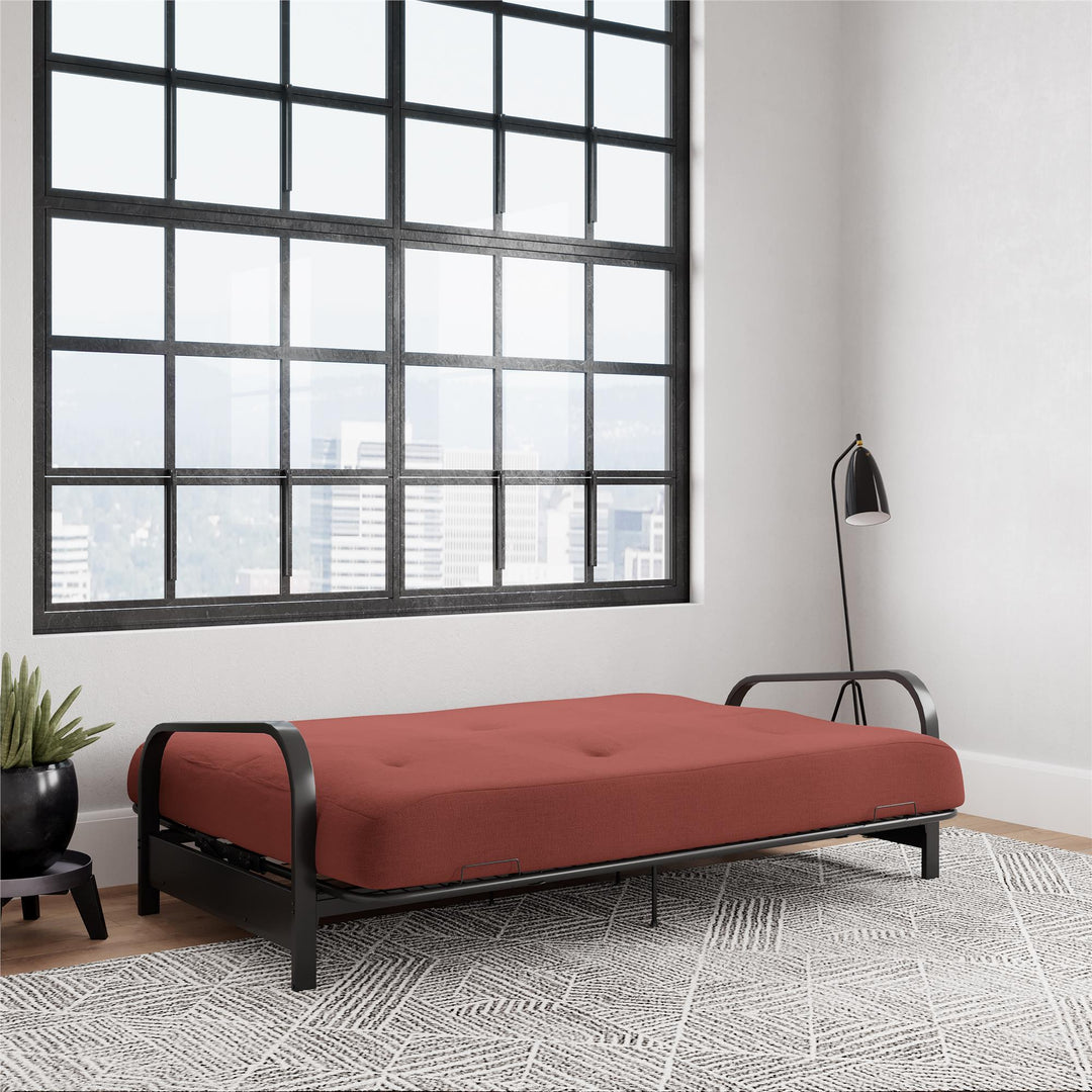 Cleo Black Metal Arm Full Size Futon Frame - Red - Full