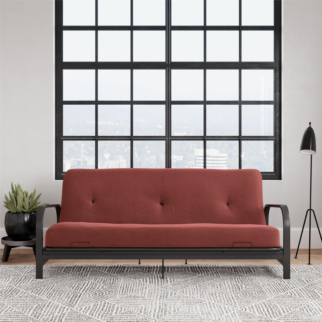 Cleo Black Metal Arm Full Size Futon Frame - Red - Full