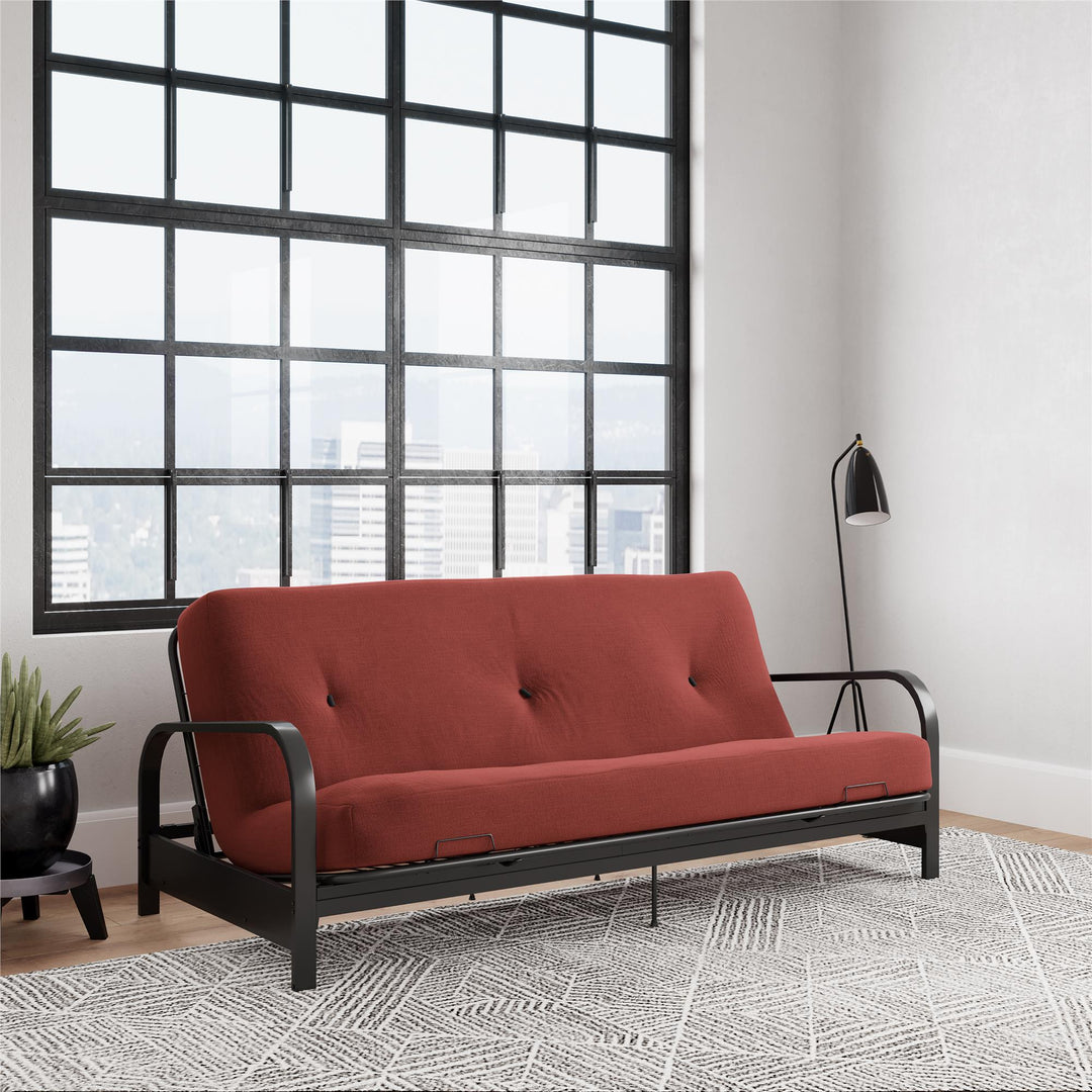 Cleo Black Metal Arm Full Size Futon Frame - Red - Full