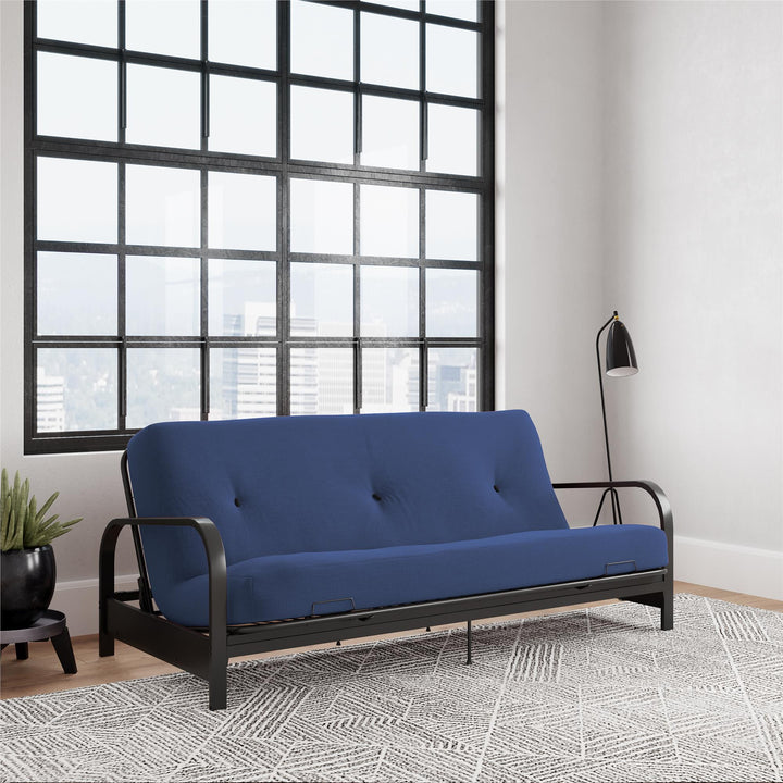 Cleo Black Metal Arm Full Size Futon Frame - Blue - Full