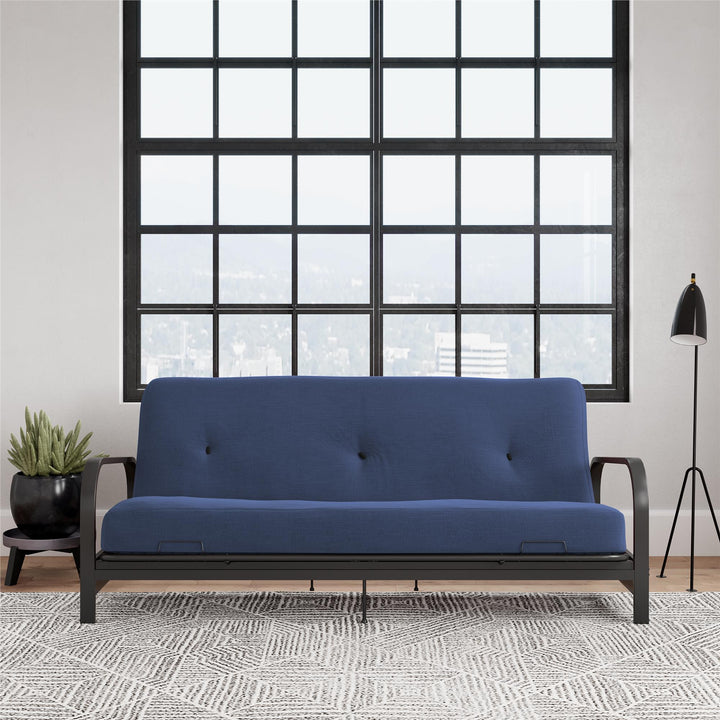 Cleo Black Metal Arm Full Size Futon Frame - Blue - Full