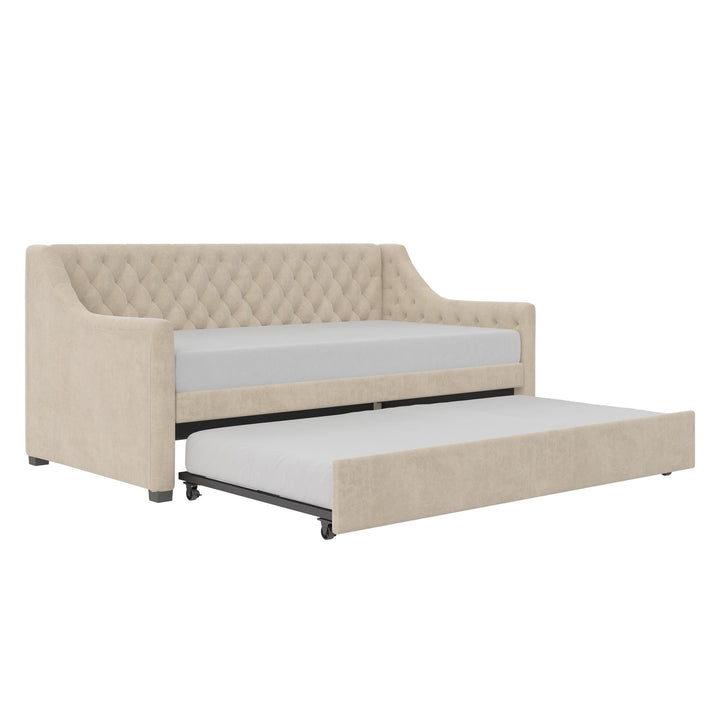 Monarch Hill Ambrosia Upholstered Daybed and Trundle Set - Bone Ivory - Twin