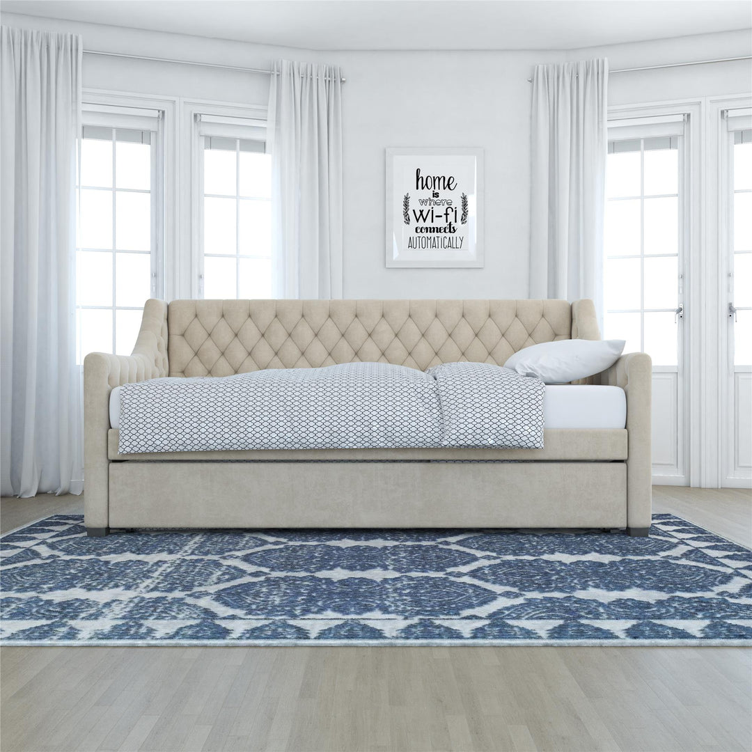 Monarch Hill Ambrosia Upholstered Daybed and Trundle Set - Bone Ivory - Twin