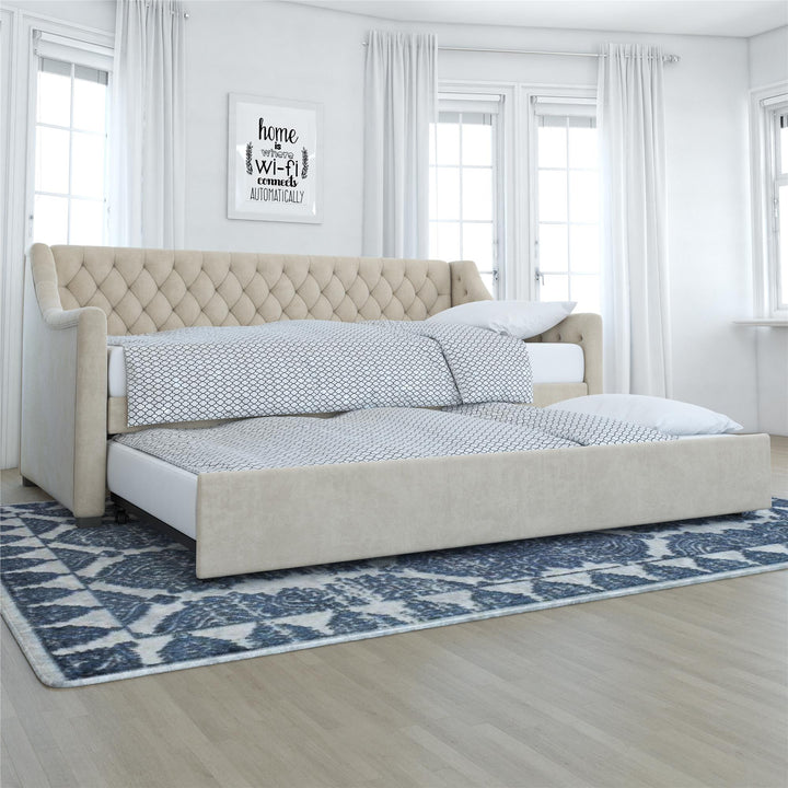 Monarch Hill Ambrosia Upholstered Daybed and Trundle Set - Bone Ivory - Twin