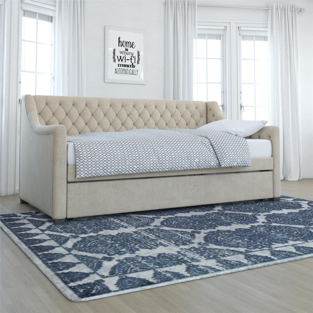 Monarch Hill Ambrosia Upholstered Daybed and Trundle Set - Bone Ivory - Twin