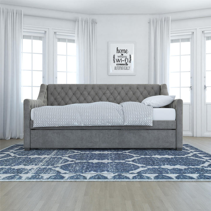 Monarch Hill Ambrosia Upholstered Daybed and Trundle Set - Light Gray - Twin