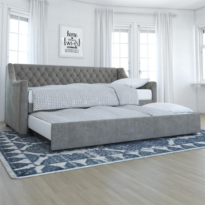 Monarch Hill Ambrosia Upholstered Daybed and Trundle Set - Light Gray - Twin