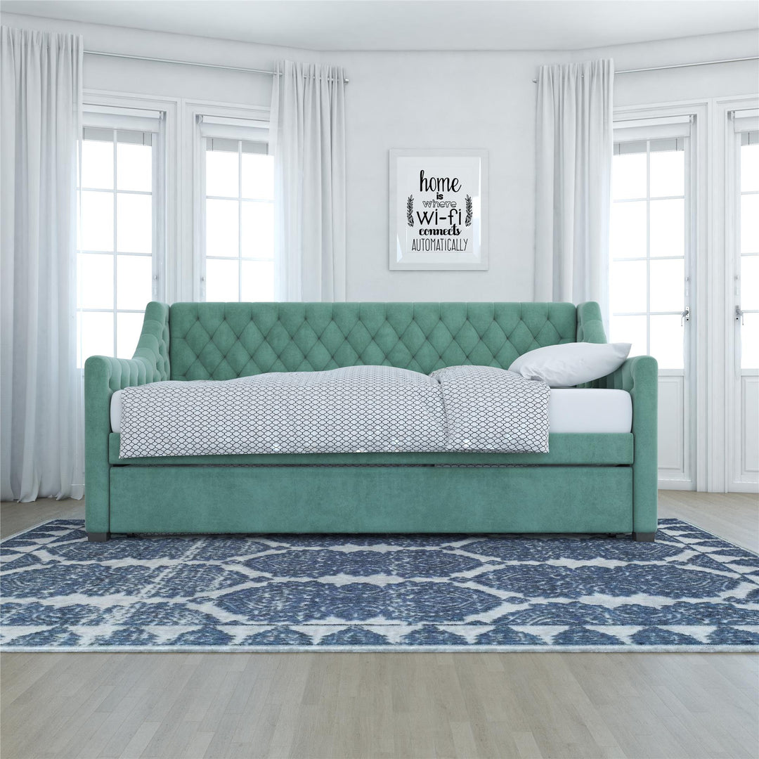 Monarch Hill Ambrosia Upholstered Daybed and Trundle Set - Teal - Twin