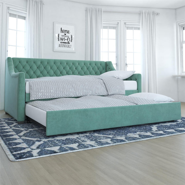 Monarch Hill Ambrosia Upholstered Daybed and Trundle Set - Teal - Twin