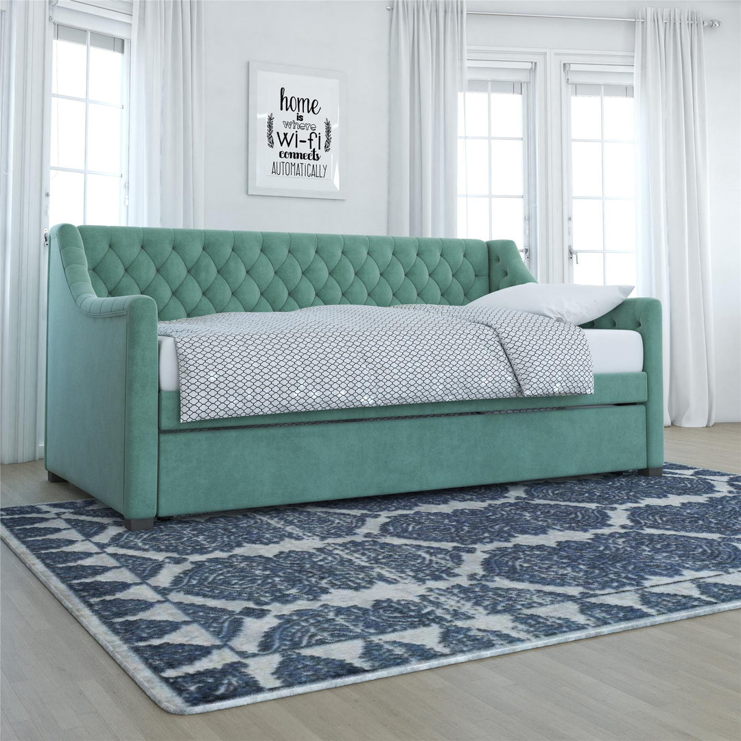 Monarch Hill Ambrosia Upholstered Daybed and Trundle Set - Teal - Twin