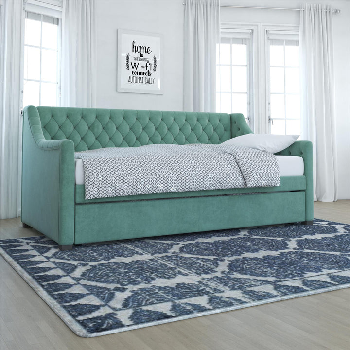 Monarch Hill Ambrosia Upholstered Daybed and Trundle Set - Teal - Twin