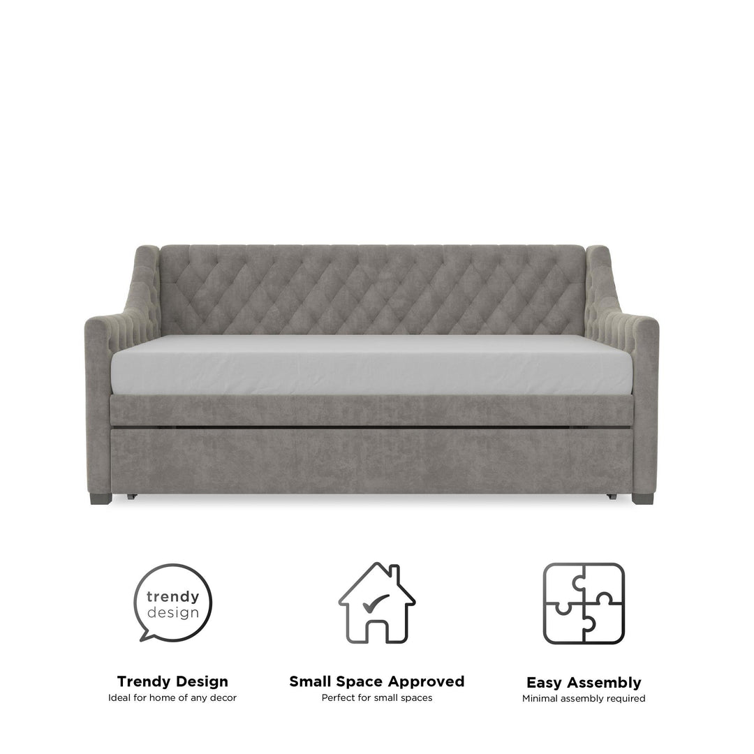 Monarch Hill Ambrosia Upholstered Daybed and Trundle Set - Light Gray - Twin