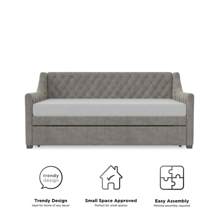 Monarch Hill Ambrosia Upholstered Daybed and Trundle Set - Light Gray - Twin