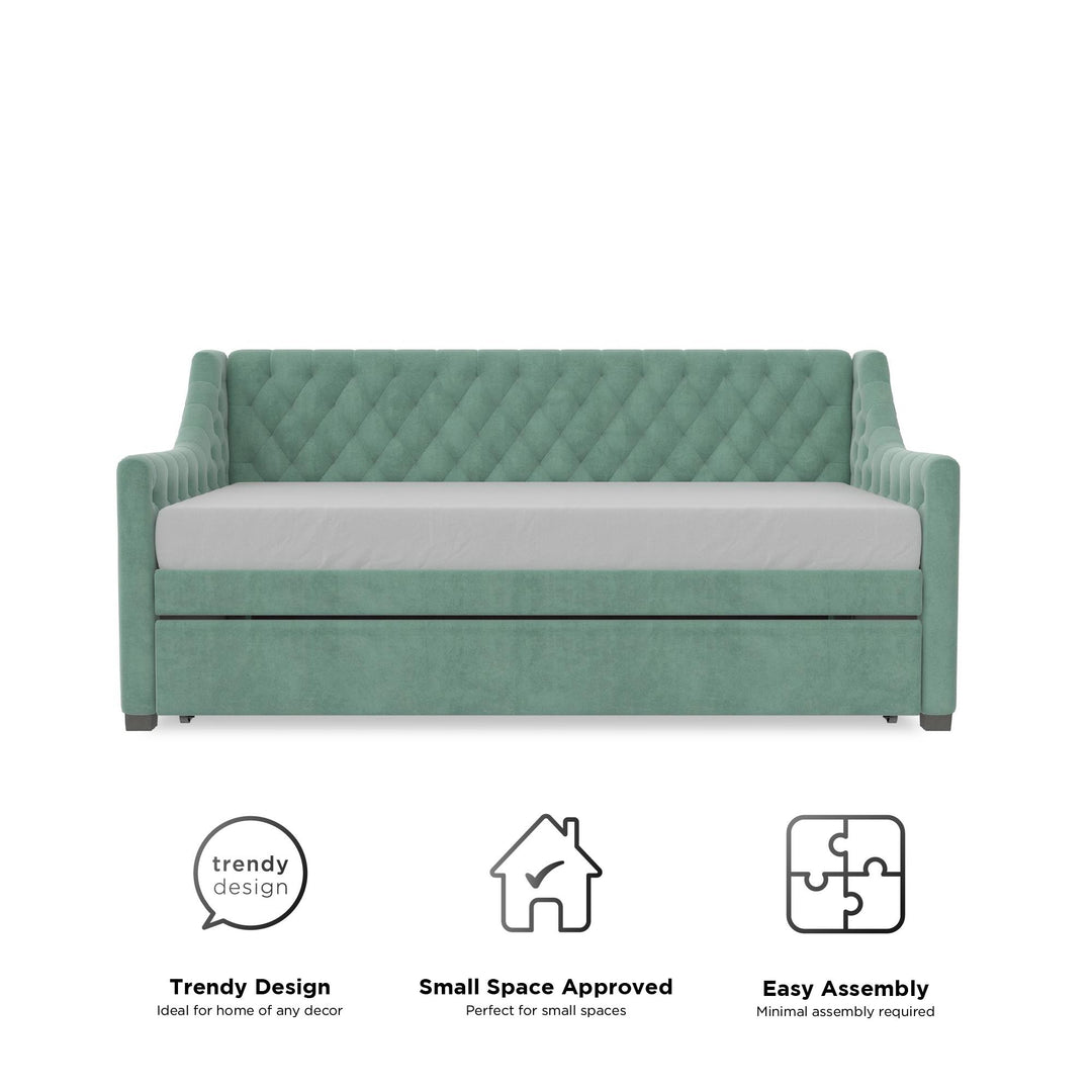 Monarch Hill Ambrosia Upholstered Daybed and Trundle Set - Teal - Twin