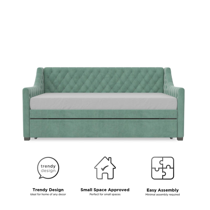 Monarch Hill Ambrosia Upholstered Daybed and Trundle Set - Teal - Twin