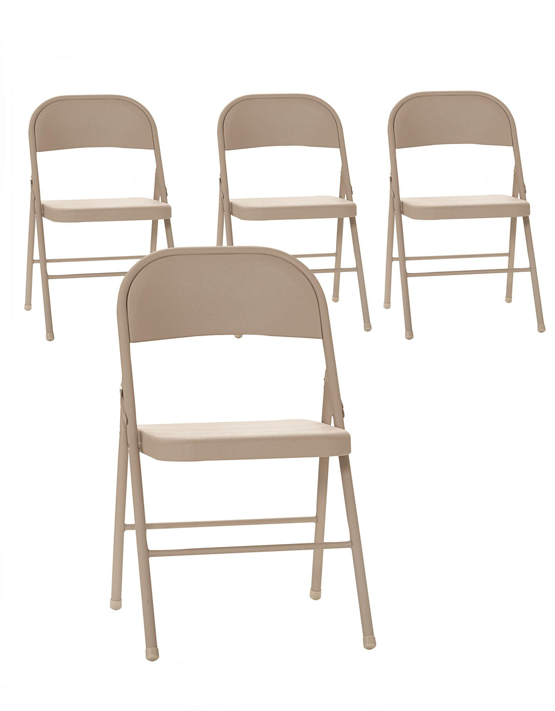 All-Steel Metal Folding Chairs, Set of 4 - Antique Linen - 4-Pack