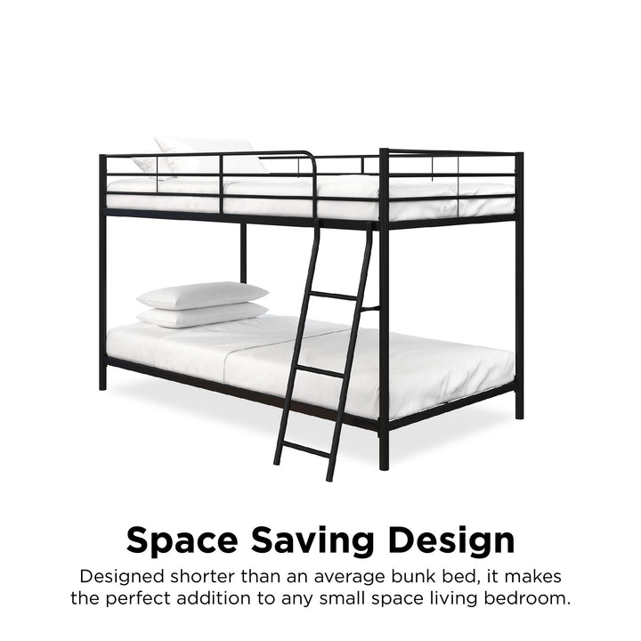 Small Space Junior Twin over Twin Metal Bunk Bed - Black - Twin-Over-Twin