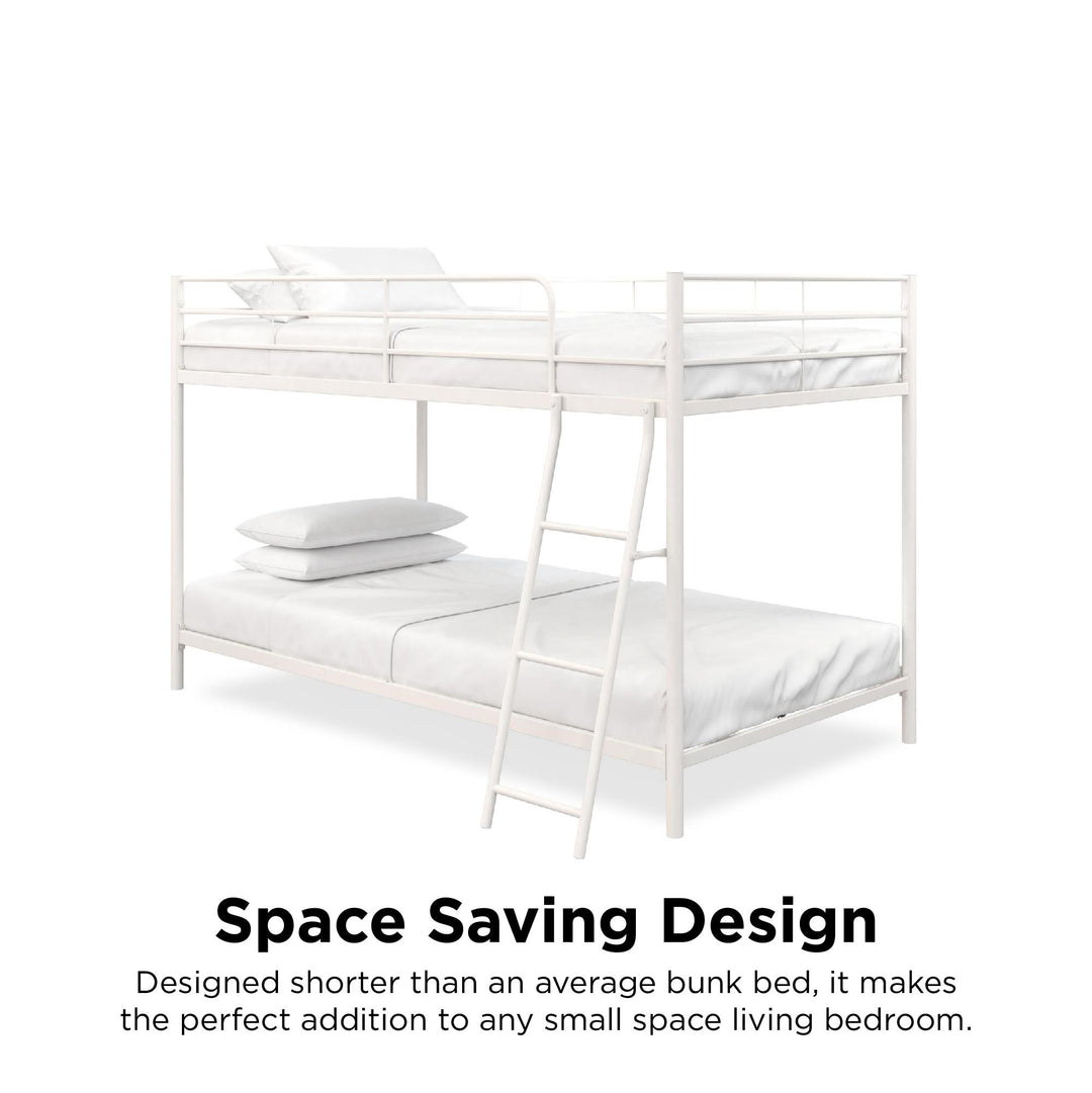 Small Space Junior Twin over Twin Metal Bunk Bed - White - Twin-Over-Twin