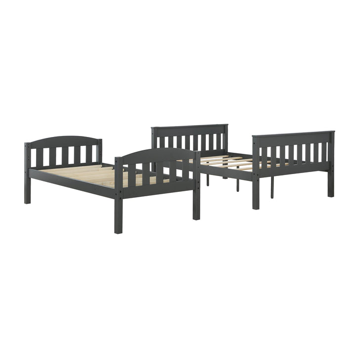 Airlie Twin-Over-Full  Wooden Bunk Bed with Ladder - Slate Gray - Twin-Over-Full