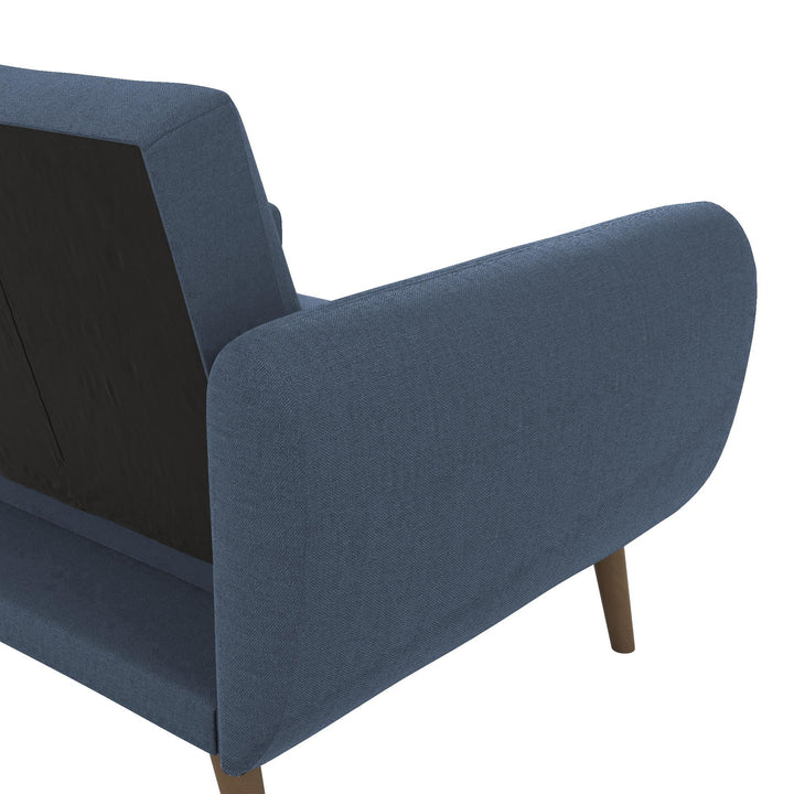 Brittany Sectional Futon Sofa with Vertical Channel Tufting and Curved Armrests - Blue Linen