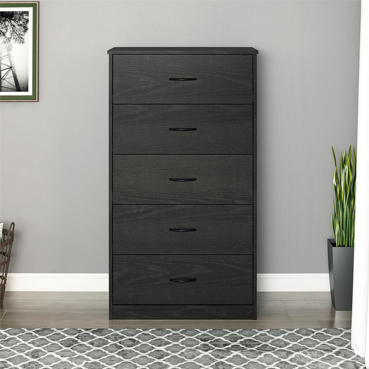 Rory 5 Drawer Dresser - Black Oak