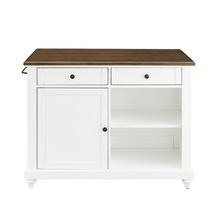 Kelsey Kitchen Island with 2 Stools and Drawers - White