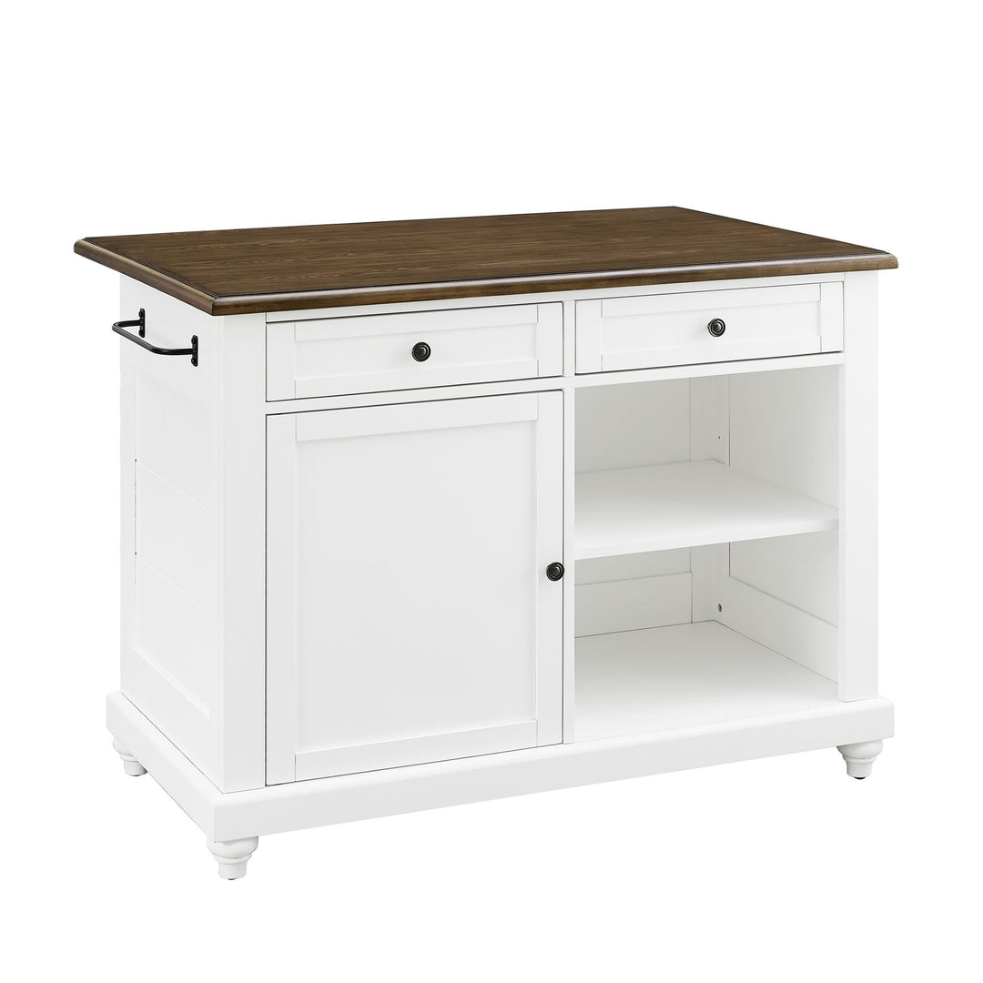 Kelsey Kitchen Island with 2 Stools and Drawers - White