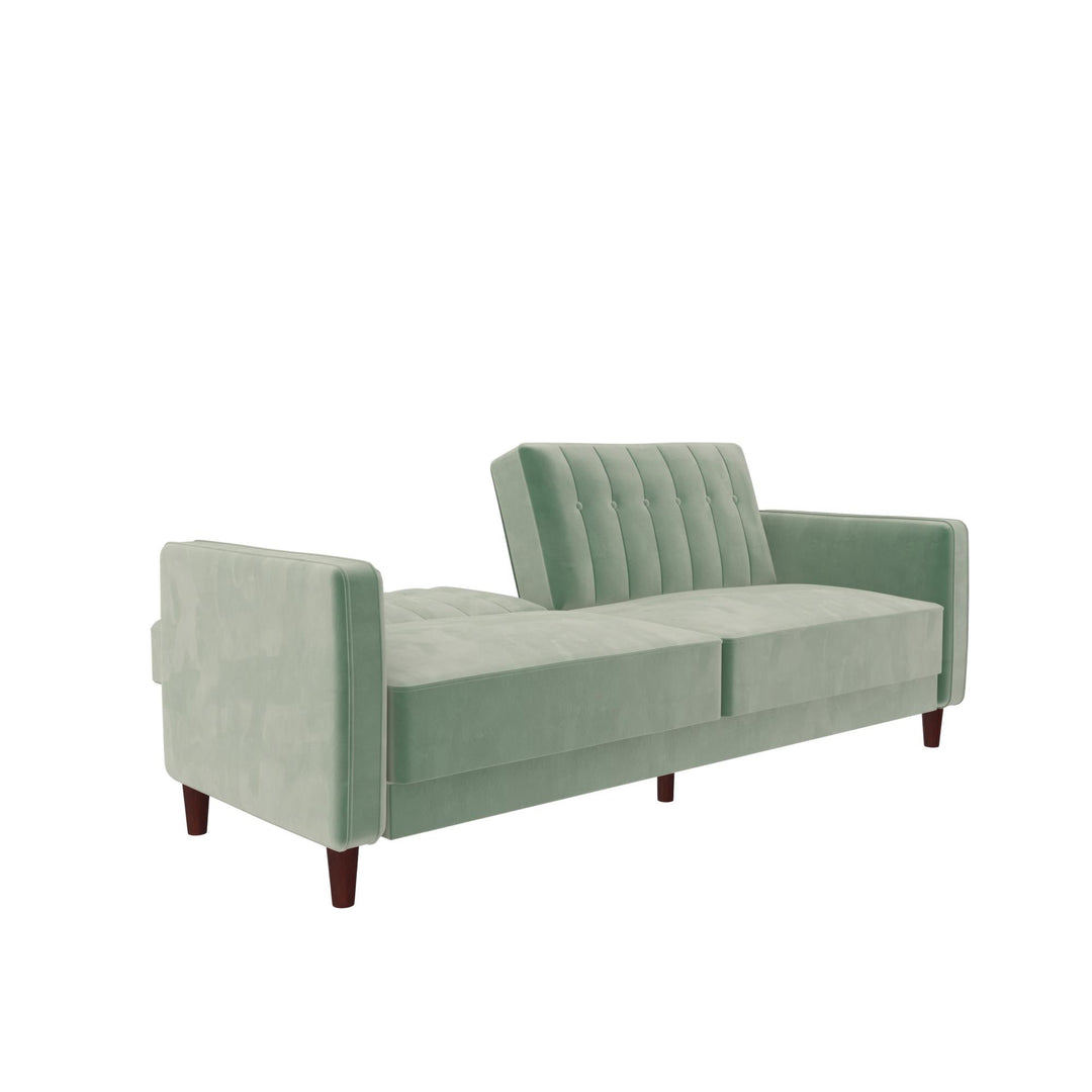 Pin Tufted Transitional Futon with Vertical Stitching and Button Tufting - Light Green