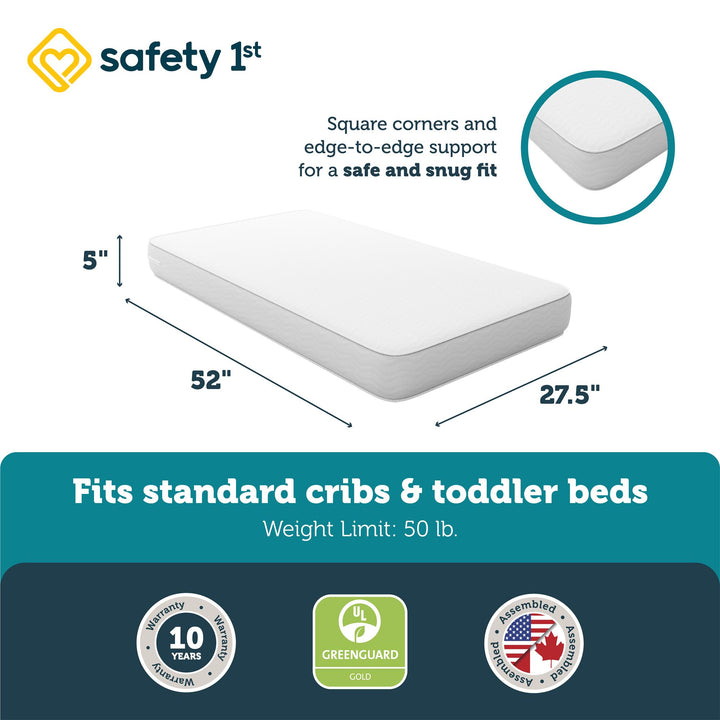 Cozy Snuggles Standard Firm Baby Crib & Toddler Bed Mattress - White - Crib & Toddler Mattress