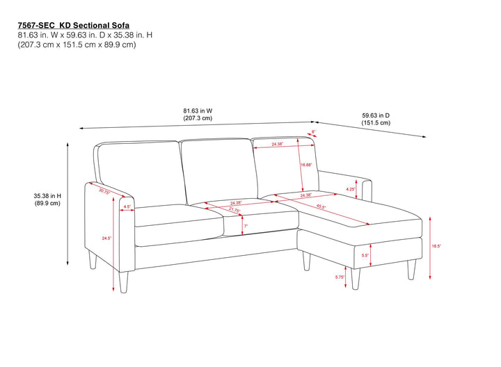 Kaci Linen Upholstered Reversible Sectional - Beige