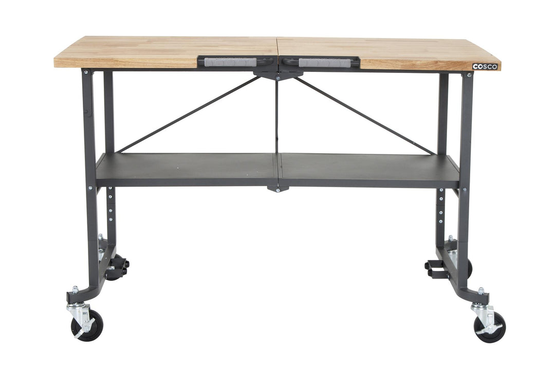 SmartFold Butcher Block Portable Folding Utility Table - Gray