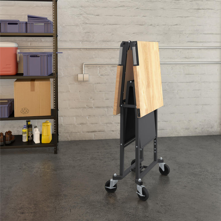 SmartFold Butcher Block Portable Folding Utility Table - Gray